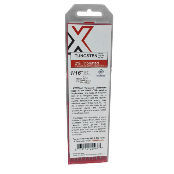 Picture of WTTH2187 XTRweld 2% Thoriated Tungsten Electrode, 3/16, Red, 5 Piece, 7 Inch L
